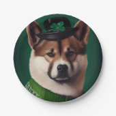 akita hond in St. Patrick's Day Dress Papieren Bordje (Voorkant)