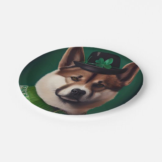 akita hond in St. Patrick's Day Dress Papieren Bordje (Gekanteld)