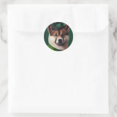 akita hond in St. Patrick's Day Dress Ronde Sticker (Tas)