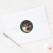 akita hond in St. Patrick's Day Dress Ronde Sticker (Envelop)