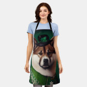 akita hond in St. Patrick's Day Dress Schort (Gedragen)