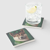 akita hond in St. Patrick's Day Dress Stenen Onderzetter (Zijkant)