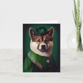 akita hond in St. Patrick's Day jurk Kaart (Voorkant)