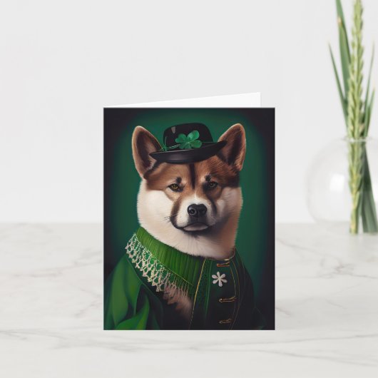 akita hond in St. Patrick's Day jurk Kaart (Voorkant)