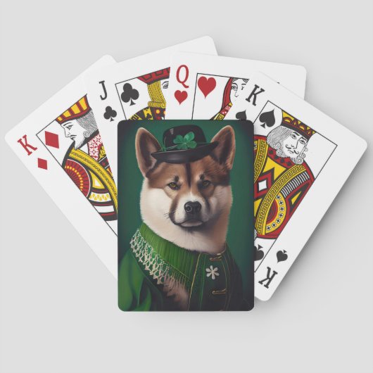 Akita-hond in St. Patrick's Day-jurk Pokerkaarten (Achterkant)