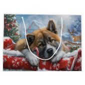 Akita Hond Kerst Festiviteit Groot Cadeauzakje (Achterkant)
