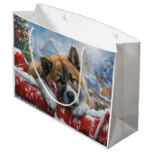 Akita Hond Kerst Festiviteit Groot Cadeauzakje (Achterkant Gekanteld)