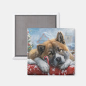 Akita Hond Kerst Festiviteit Magneet (Voorkant / Achterkant)