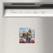 Akita Hond Kerst Festiviteit Magneet (Insitu (Vaatwasser))