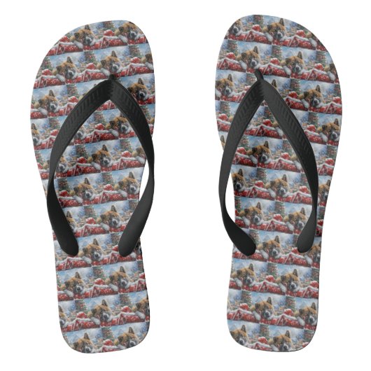 Akita Hond Kerst Festiviteit Teenslippers (Voetbed)