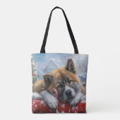 Akita Hond Kerst Festiviteit Tote Bag (Achterkant)