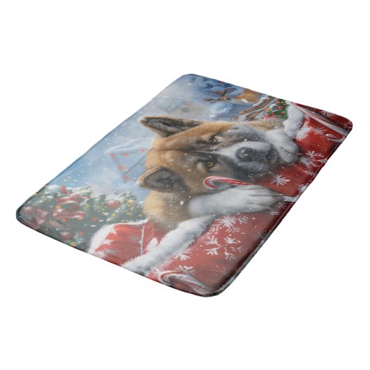 Akita Hond Kerstfeest Badmat (Gekanteld)