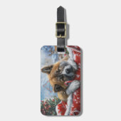 Akita Hond Kerstfeest Bagagelabel (Voorkant verticaal)