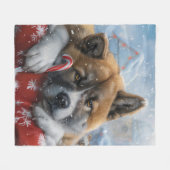 Akita Hond Kerstfeest Fleece Deken (Voorkant (Horizontaal))