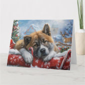 Akita Hond Kerstfeest Kaart (Voorkant)