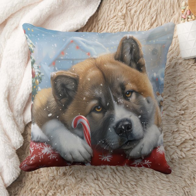 Akita Hond Kerstfeest Kussen (Deken)
