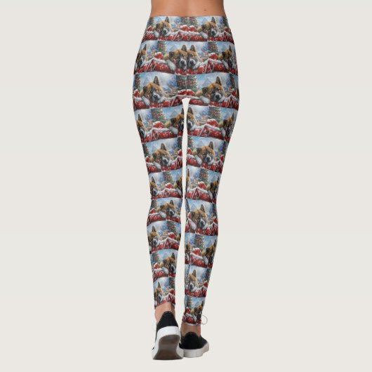 Akita Hond Kerstfeest Leggings (Achterkant)