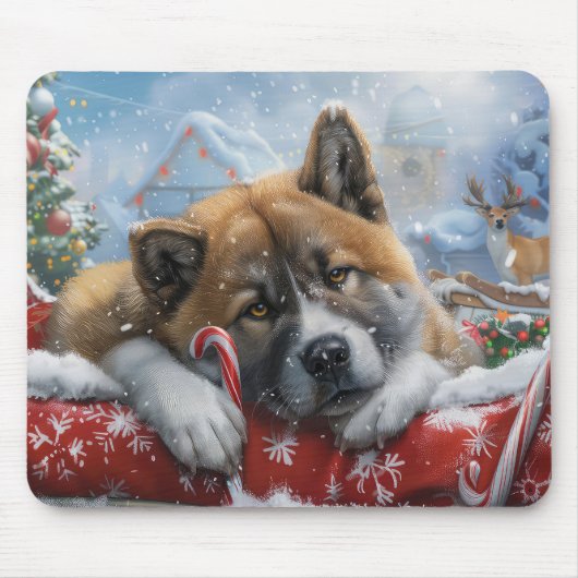 Akita Hond Kerstfeest Muismat (Voorkant)