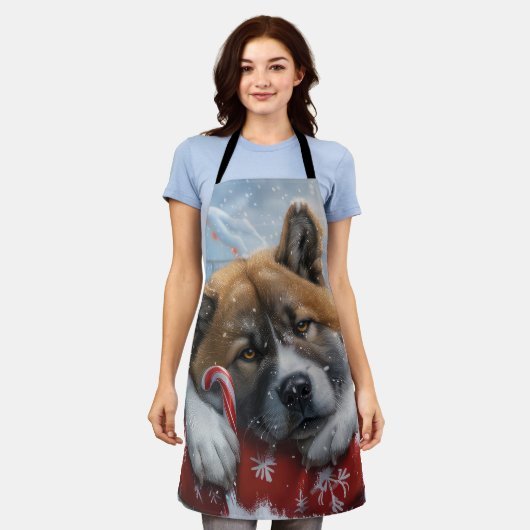 Akita-hond Kerstfeest Schort (Gedragen)