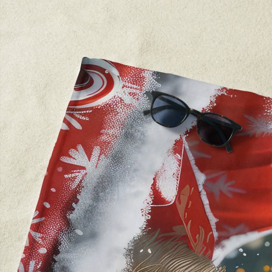 Akita Hond Kerstfeest Strandlaken (In situ)