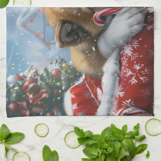 Akita Hond Kerstfeest Theedoek (Gevouwen)