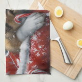 Akita Hond Kerstfeest Theedoek (Quarter Fold)