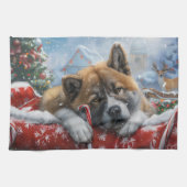 Akita Hond Kerstfeest Theedoek (Horizontaal)