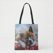 Akita Hond Kerstfeest Tote Bag (Voorkant)