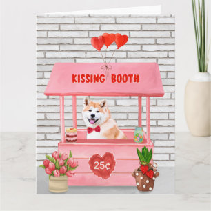 Akita-hond kusstand op Valentijnsdag Kaart