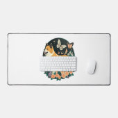 Akita Hond met Bloem en Vlinder T Shirt Bureaumat (Keyboard & Muis)