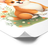 Akita Hond met Bloem en Vlinder T Shirt Poster (Hoek)