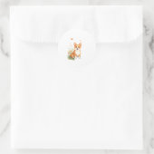 Akita Hond met Bloem en Vlinder T Shirt Ronde Sticker (Tas)