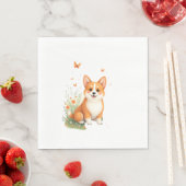 Akita Hond met Bloem en Vlinder T Shirt Servet (Insitu)