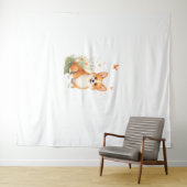 Akita Hond met Bloem en Vlinder T Shirt Wandkleed (In Situ (horizontaal))