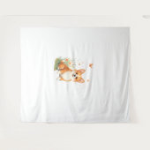 Akita Hond met Bloem en Vlinder T Shirt Wandkleed (Voorkant (horizontaal))