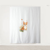 Akita Hond met Bloem en Vlinder T Shirt Wandkleed (Voorkant)