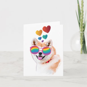 Akita-hond met harten Valentijnsdag Bedankkaart