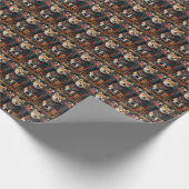 Akita hond met kerstcadeaus open haard cadeaupapier (Hoek)