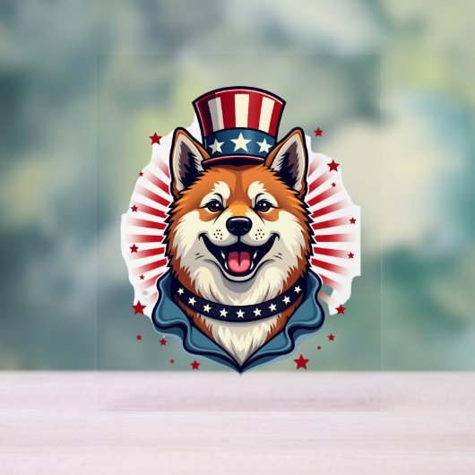 Akita hond met onafhankelijkheidsdag acryl bord (Neutraal)