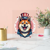 Akita hond met onafhankelijkheidsdag acryl bord (Huwelijk)