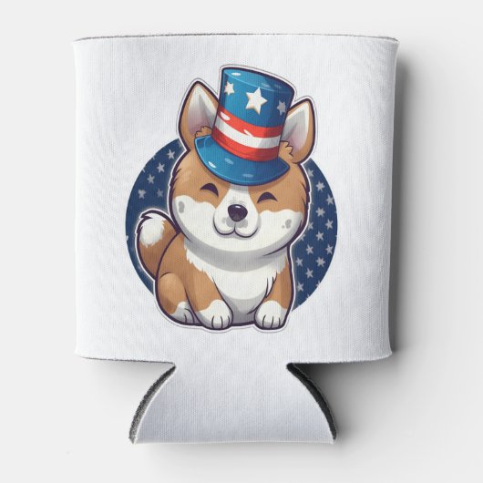 Akita hond met onafhankelijkheidsdag blikjeskoeler (Voorkant)