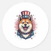 Akita hond met onafhankelijkheidsdag ronde sticker (Voorkant)