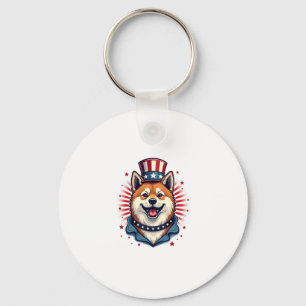 Akita hond met onafhankelijkheidsdag sleutelhanger
