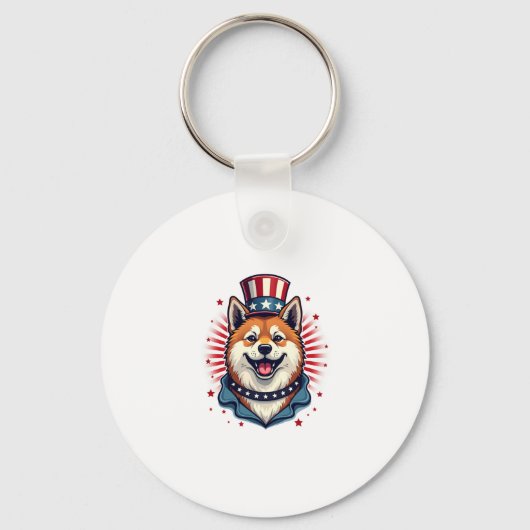 Akita hond met onafhankelijkheidsdag sleutelhanger (Voorkant)