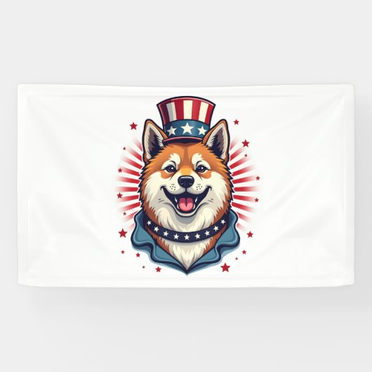 Akita hond met onafhankelijkheidsdag spandoek (Horizontaal)