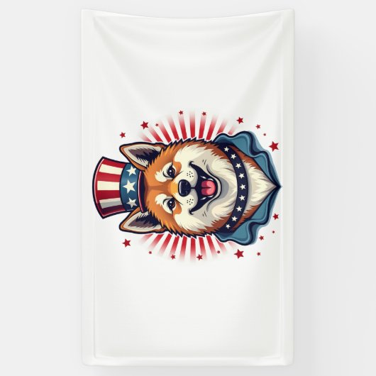 Akita hond met onafhankelijkheidsdag spandoek (Verticaal)