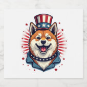 Akita hond met onafhankelijkheidsdag sparkling wijnetiket (Enkel label)