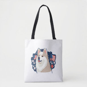 Akita hond met onafhankelijkheidsdag thema tote bag