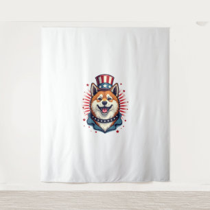 Akita hond met onafhankelijkheidsdag wandkleed