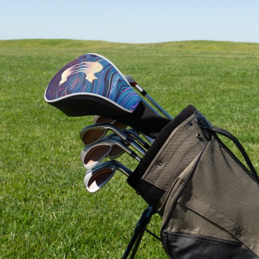 Akita hond met sterrenhemel en water 001 golfheadcover (Insitu)